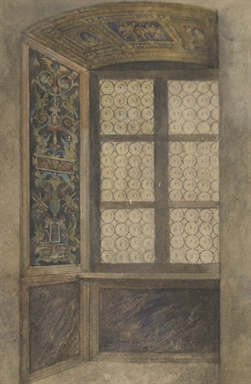 studio di nicchia dipinta con finestra