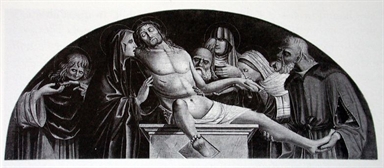 deposizione di Cristo nel sepolcro con la Madonna, San Giovanni Evangelista, Santa Maria Maddalena, Nicodemo, Vecchio e Pia Donna