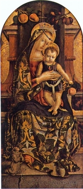 Madonna con Bambino e piccolo frate francescano orante