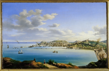 veduta del porto di Ancona dalla collina di Posatora