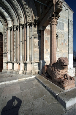 Particolare dei leoni del protiro della Cattedrale di San Ciriaco