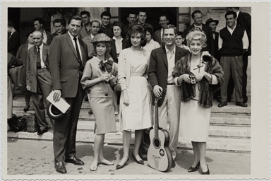 Andreina Pagnani, Nino Manfredi ed altri attori del cast del film Le pillole di Ercole, di Luciano Salce, 1960