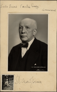 Ritratto del maestra Riccardo Strauss. Con in basso a sinistra altra immagine che ritrae una ragazza