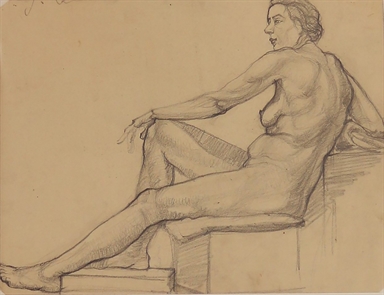 Nudo sdraiato di profilo